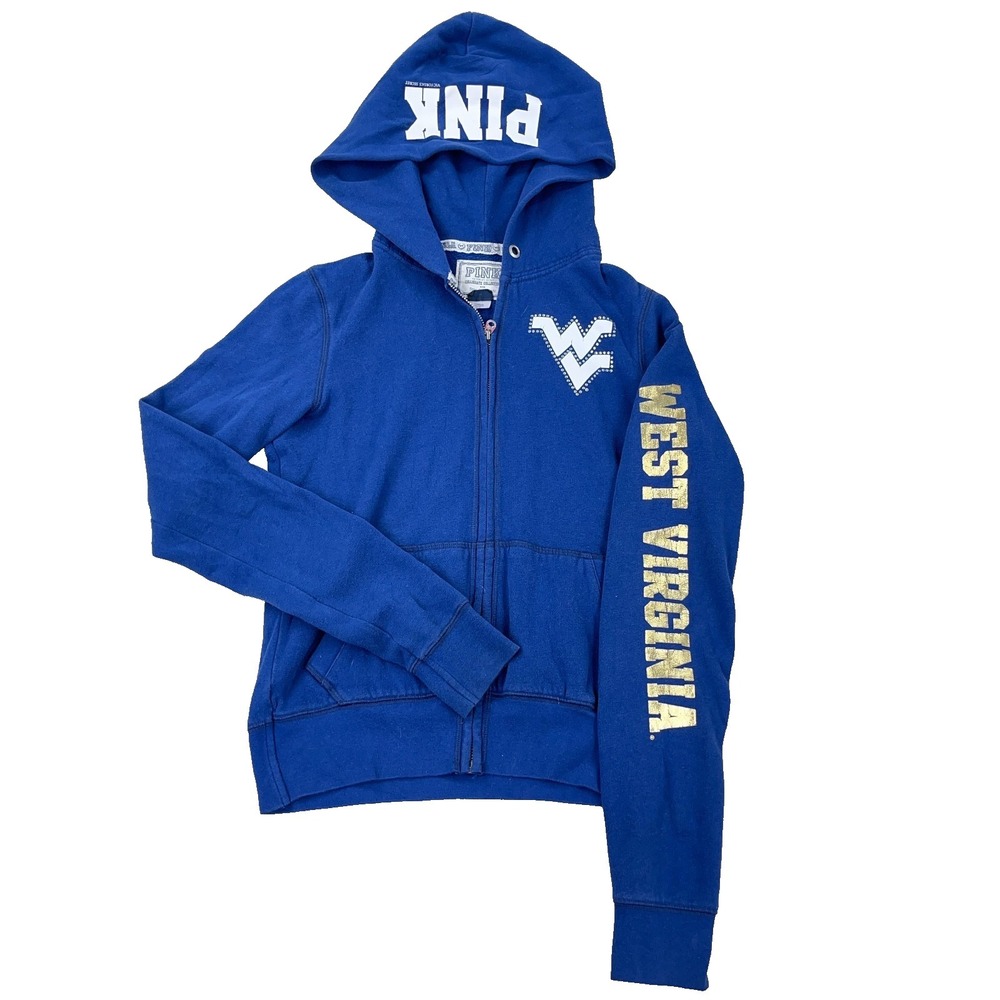 West Virginia Mountaineers Victoria Secret PINK Hoodie Jacket SZ XS WVU Y2K VTG